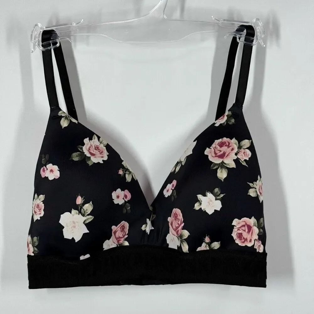 C16 ---  PINK Victoria's Secret Floral Wear Everywhere Wireless Lightly Lined Si